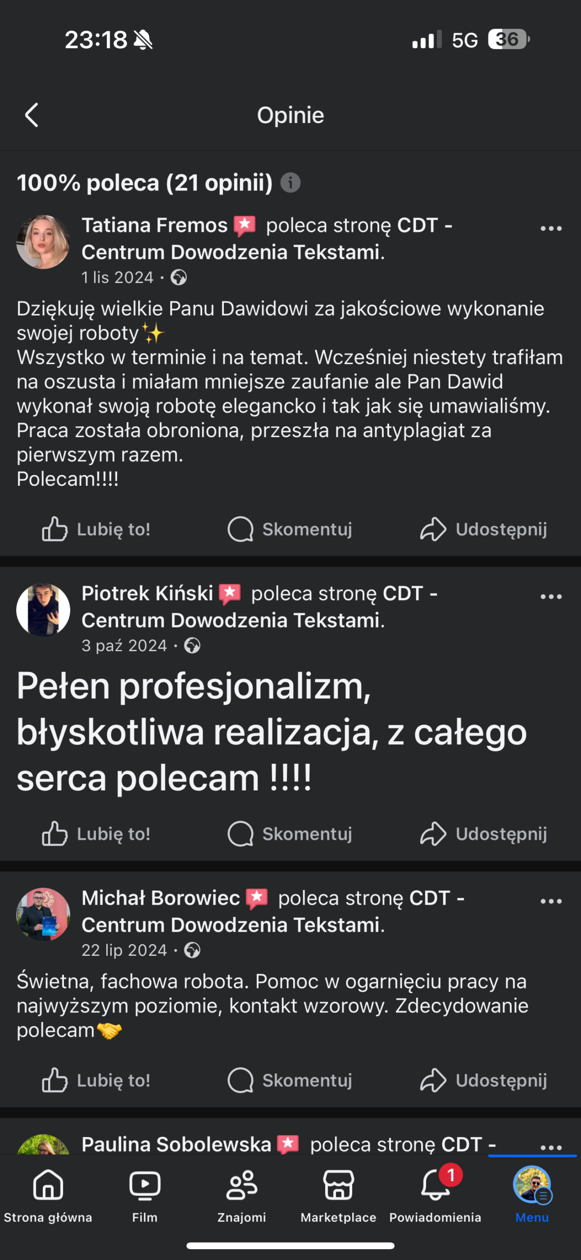 Opinia klienta CDT